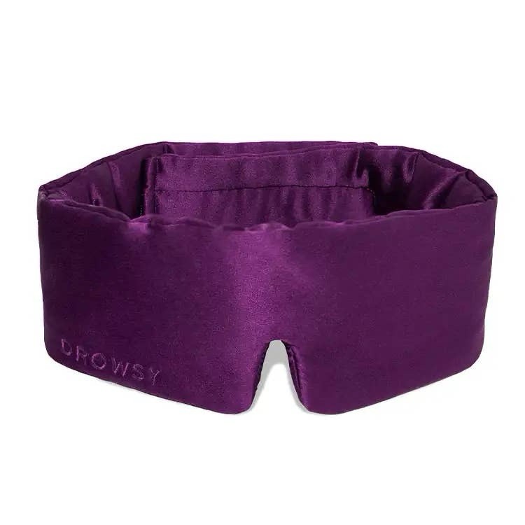 Drowsy Sleep Mask Purple Martini Silk Eye Pillow Light Blocking Open Box