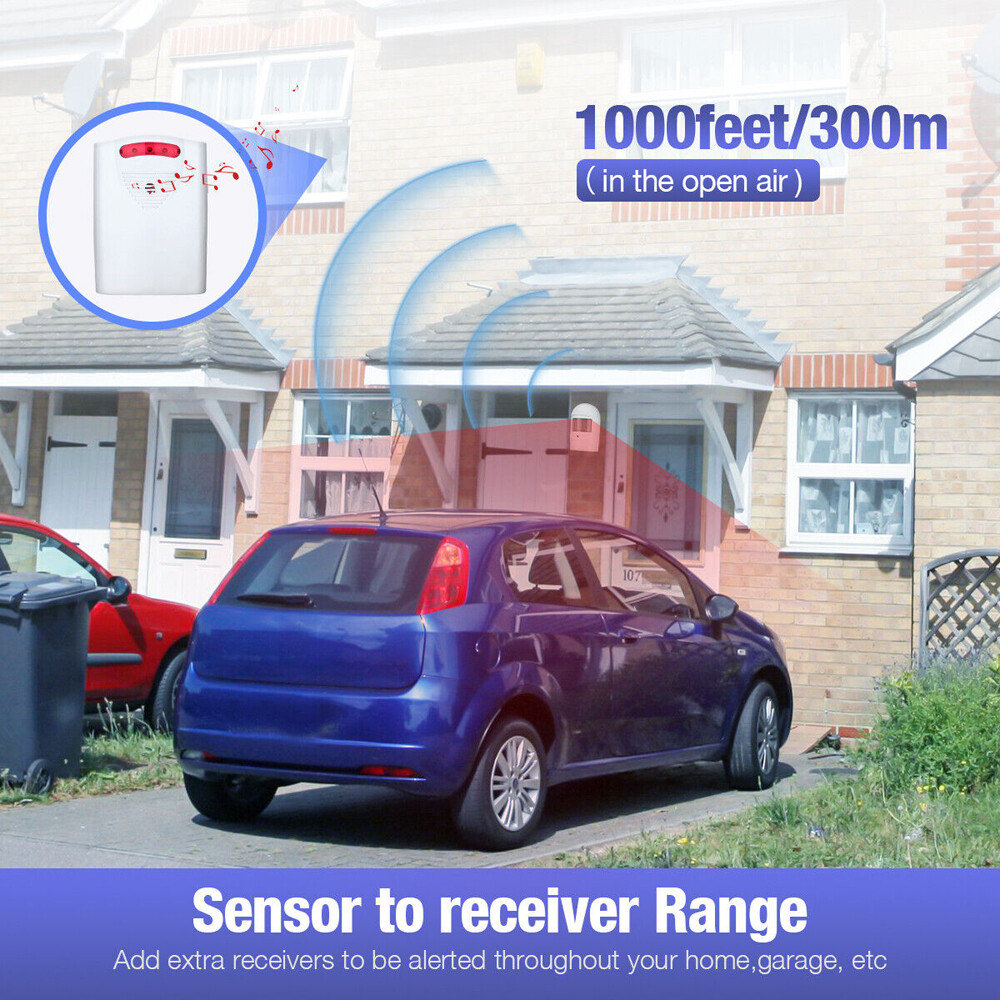 Wireless Motion Sensor System Driveway Garage PIR Alarm Alert Security Indoor US