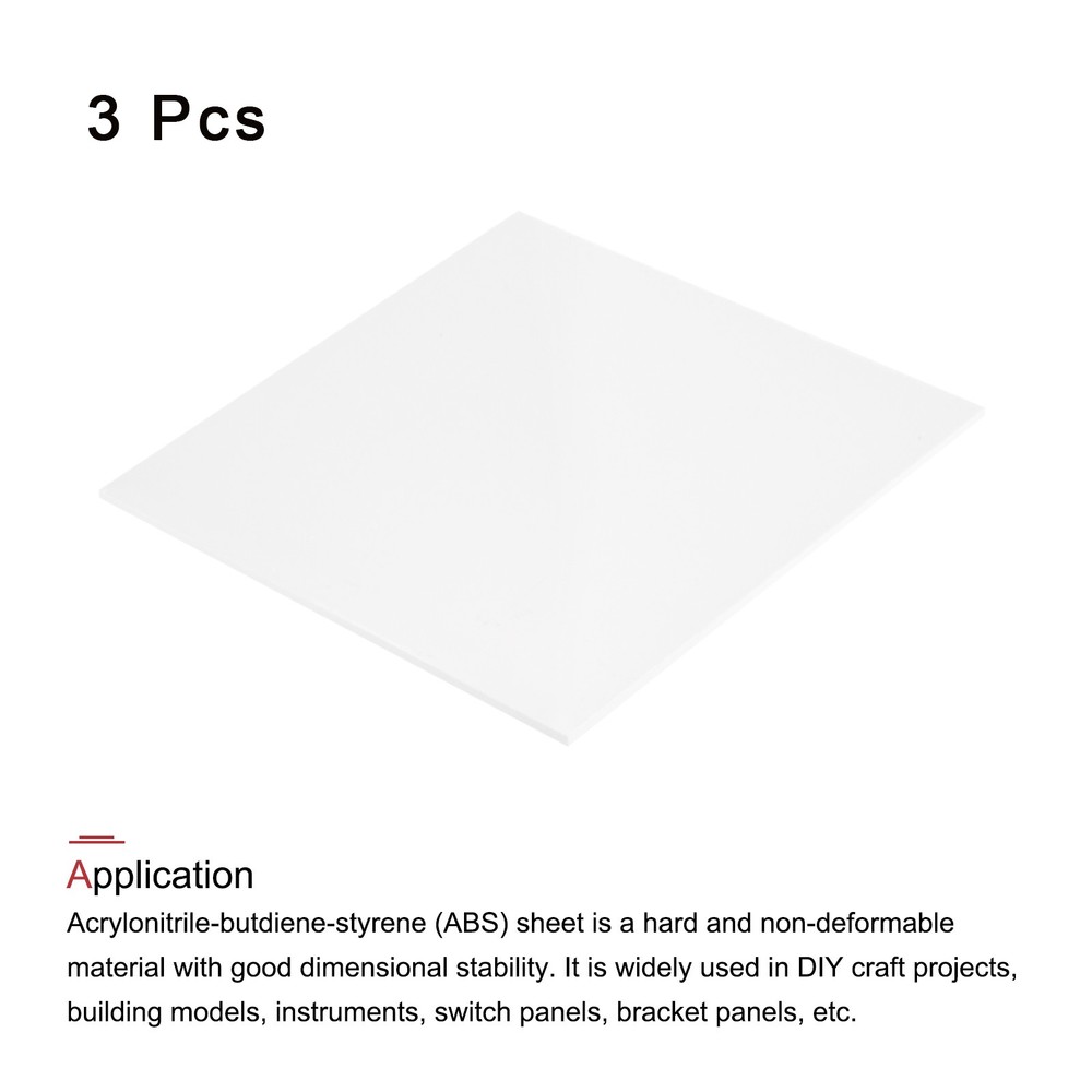 ABS Plastic Sheet 8 x 8 x 0.08" ABS Styrene Sheets White 3 Pcs