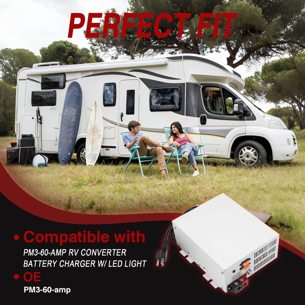 PM3-60-amp RV Converter 60 Amp 12V Power Converter Battery Charger w/ LED light