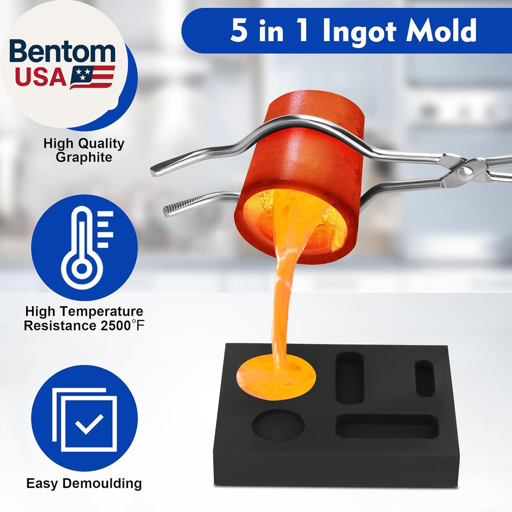 9 Pieces Graphite Torch Melting Casting Kit, Including 2 Crucible Stir Stick, 5-