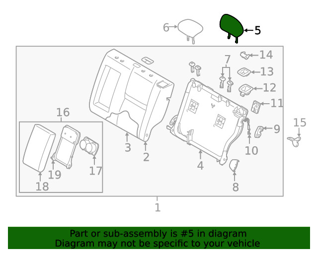 Genuine Nissan Headrest Outer 86430-6MA1A