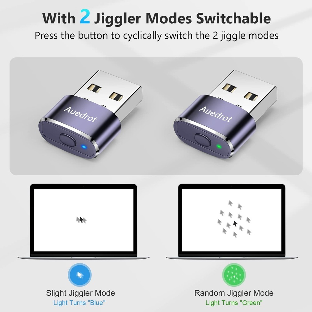 Auedrot USB Mouse Mover with Switch Button, Automatic Mouse Jiggler with 2 Mo...