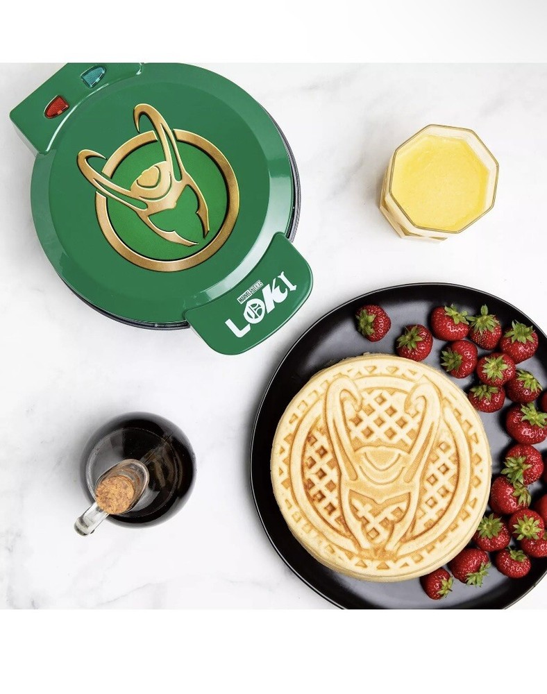 Uncanny Brands Marvel Studios Loki Waffle Maker Green Easy Clean In Box