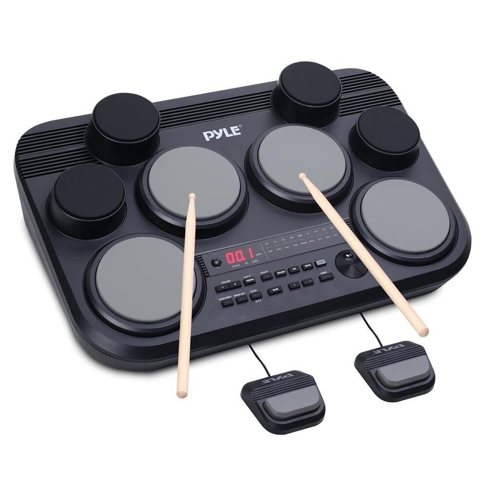 Pyle Electronic Table Digital Drum Kit Top w/ 8 Pad Digital Drum Kit