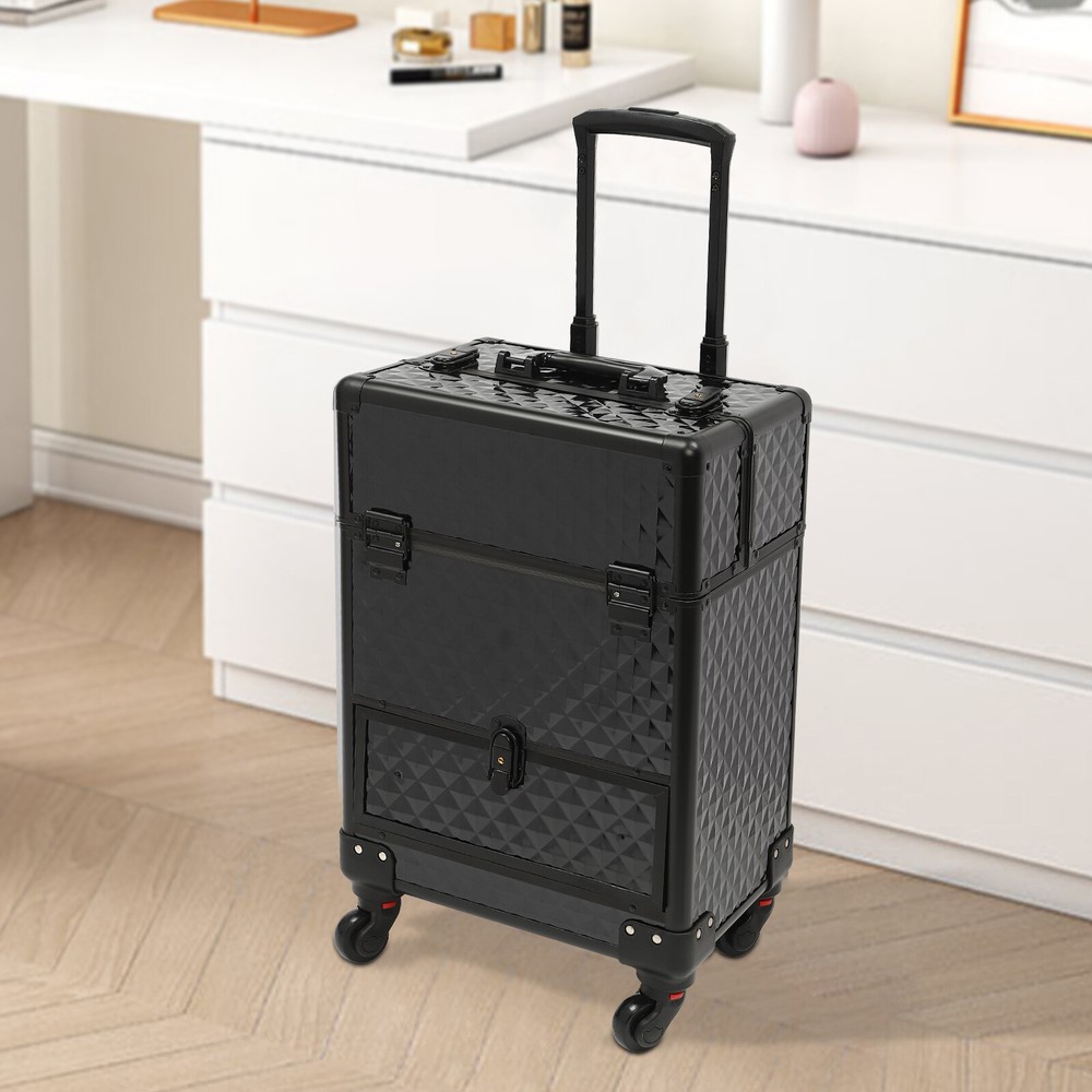 Makeup Trolley Rolling Makeup Train Case Durable Large Capacity Organizer W/lock