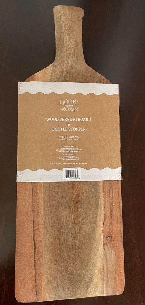 Wood serving board and bottle stopper