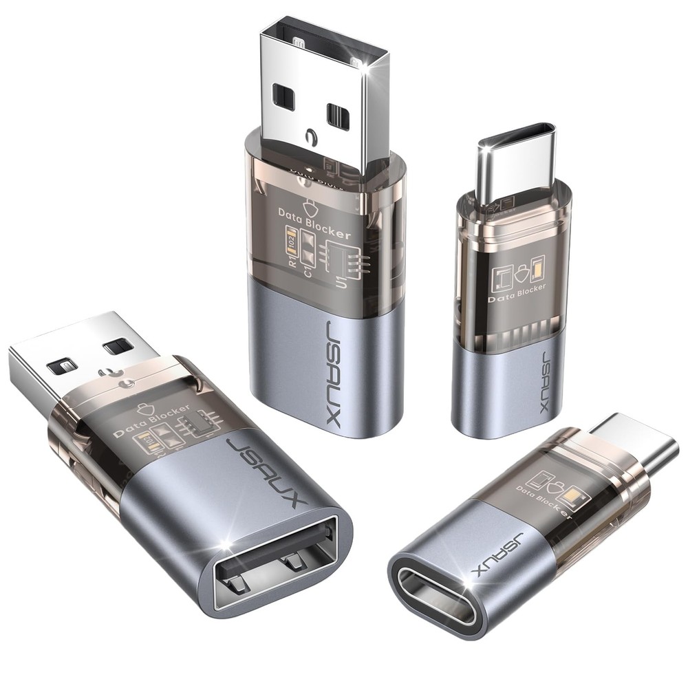 JSAUX USB Data Blocker & C (4-Pack), 4 Pack, Grey