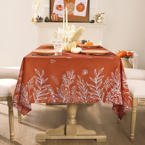 Fall Tablecloth Rectangle 60x102 Inch, 60" x 102" (Rectangular) Leaf Rust