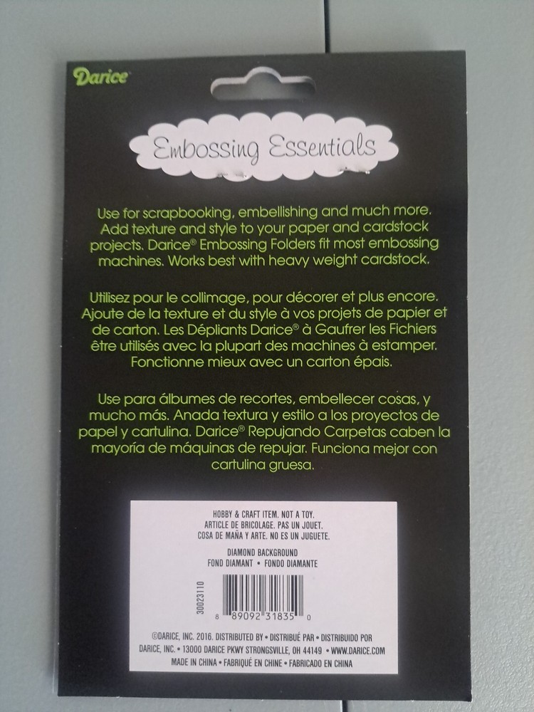Darice Embossing Folders Diamond Background. 4.25x5.75
