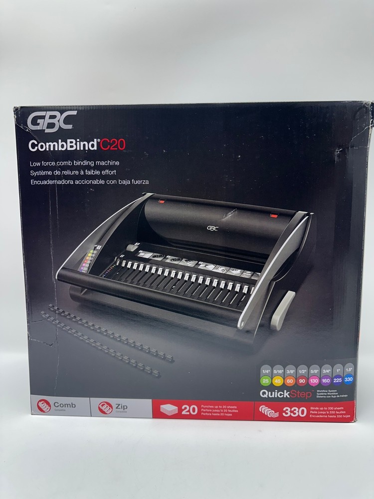 GBC CombBind C20 Binding Machine, Manual, 320 Sheet Binding Capacity, 20 Sheet