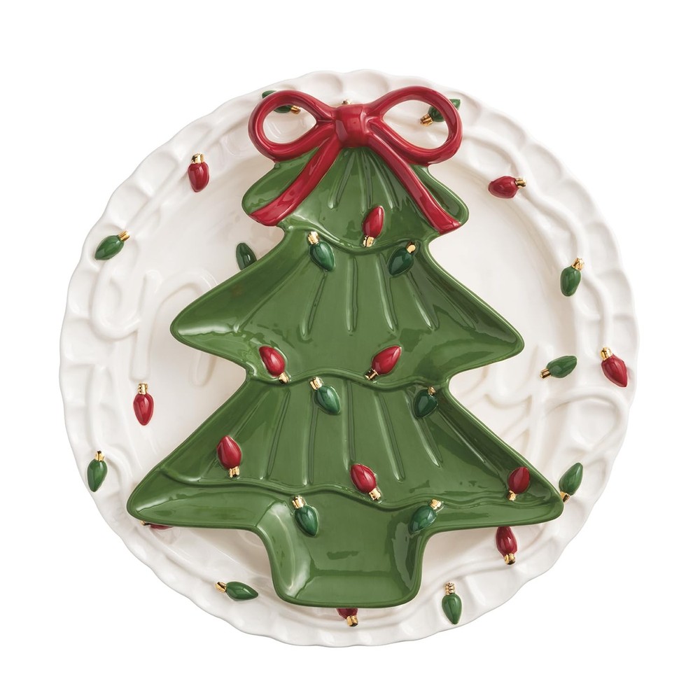 Mud Pie Christmas Merry & Tree Platter Set