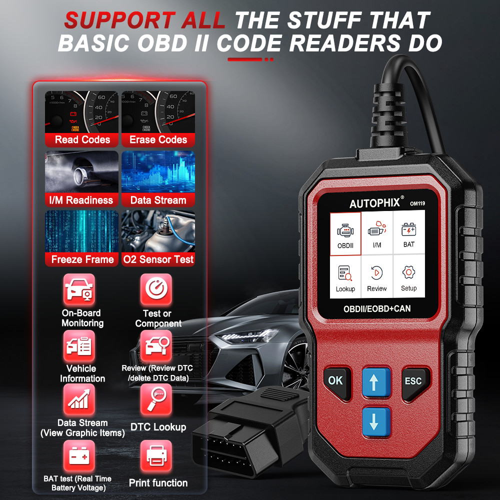 AUTOPHIX OM119 Auto Diagnostic Scanner Check Engine Fault Code Reader OBD2 Tool