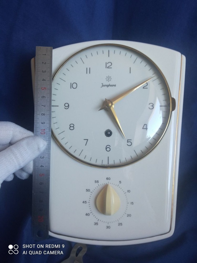 Vintage Kitchen Junghans Wall Clock German Ceramic Mechanical Clock RARE