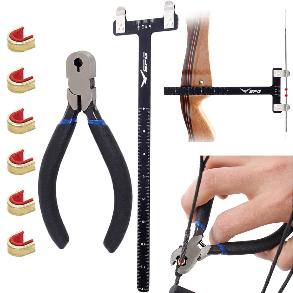SOPOGER Archery Bow Square Nocking Points Pliers String Knock Kit T Black