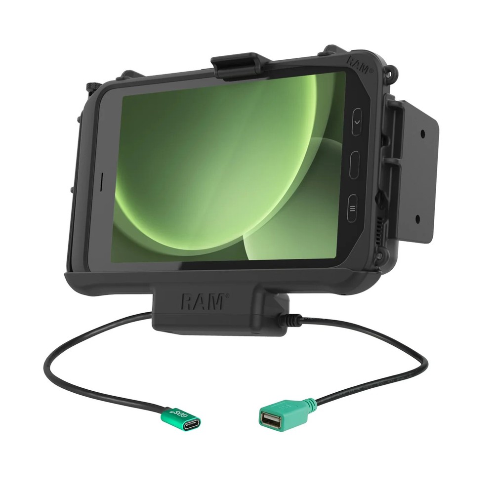 RAM Powered Holder for Samsung Tab Active 5, Active3, w/ Power & Data Cables