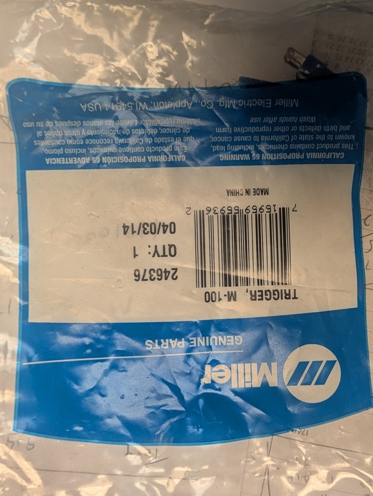 Miller 246376 Replacement Trigger Switch for M-100 and M-150