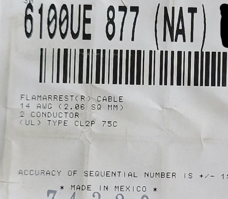 Belden Wire 6100UE 14/2C Media Control/Speaker/Audio Cable Plenum White /50ft