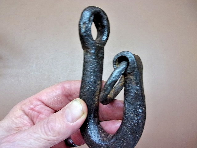 Rustic Blacksmith Forged Hook & Link Crude 5" Long Unique Rustic Decor LQQK!