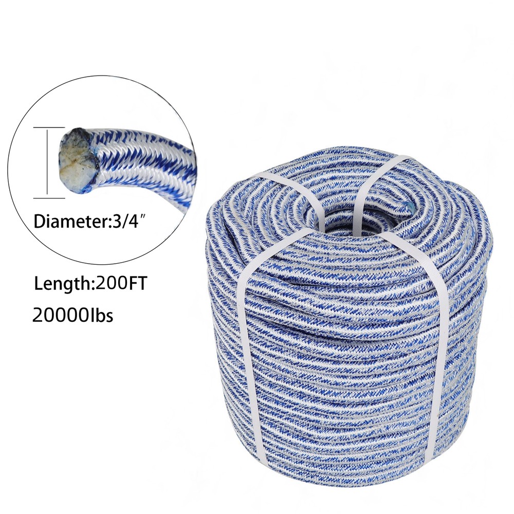 24 Strand Braid Polyester Rope Arborist Tree Climbing Rope 20000Lbs 3/4" × 200'