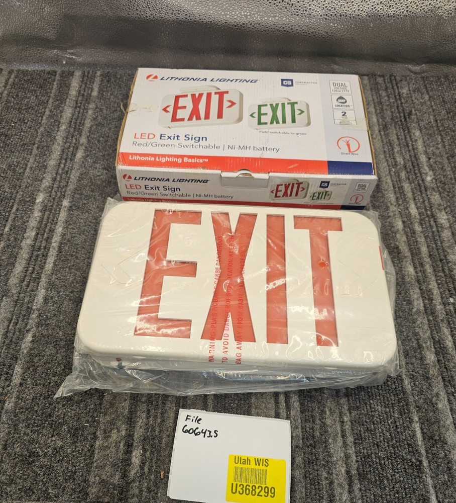 (QTY 2) Lithonia Lighting Contractor Select Switch Hardwired LED White Exit Sign