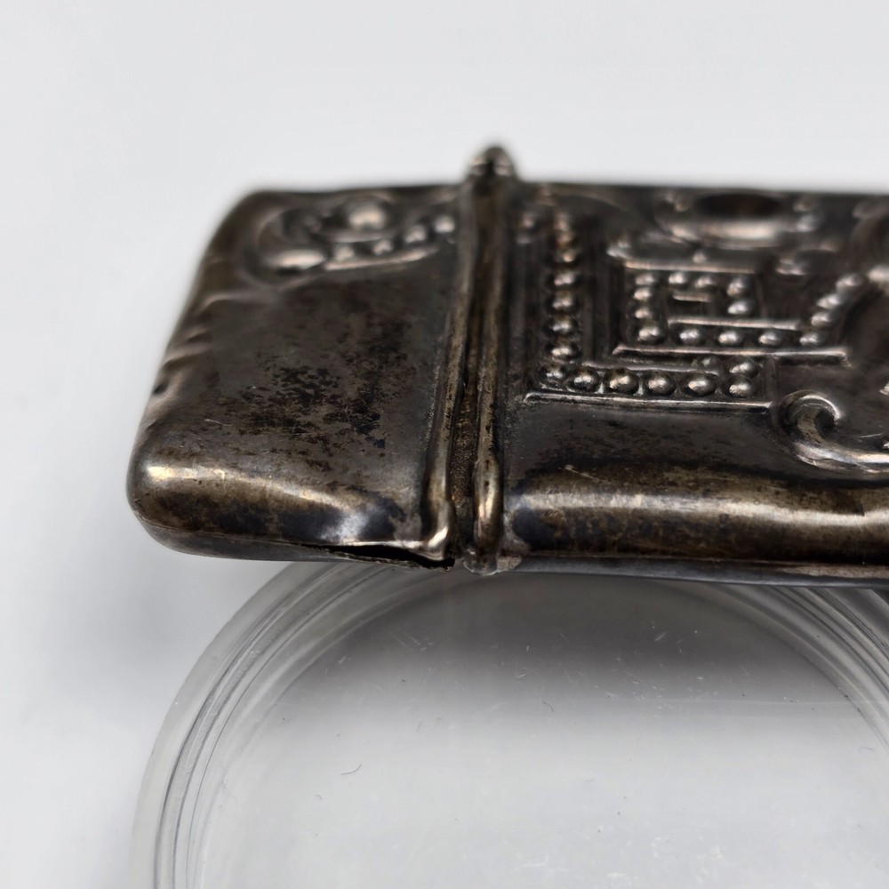 Antique Match Safe in Repousse Sterling Silver with monogram HG