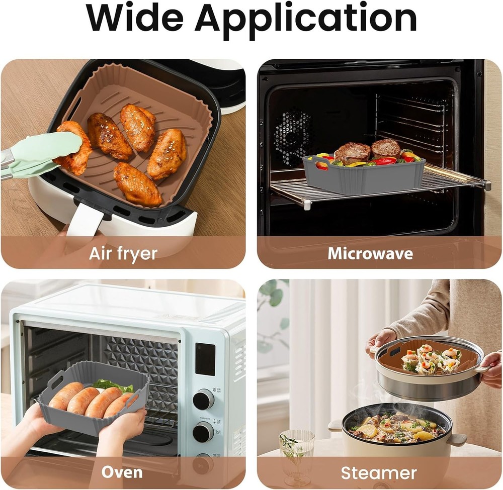 2 Pack Square Silicone Air Fryer Liners