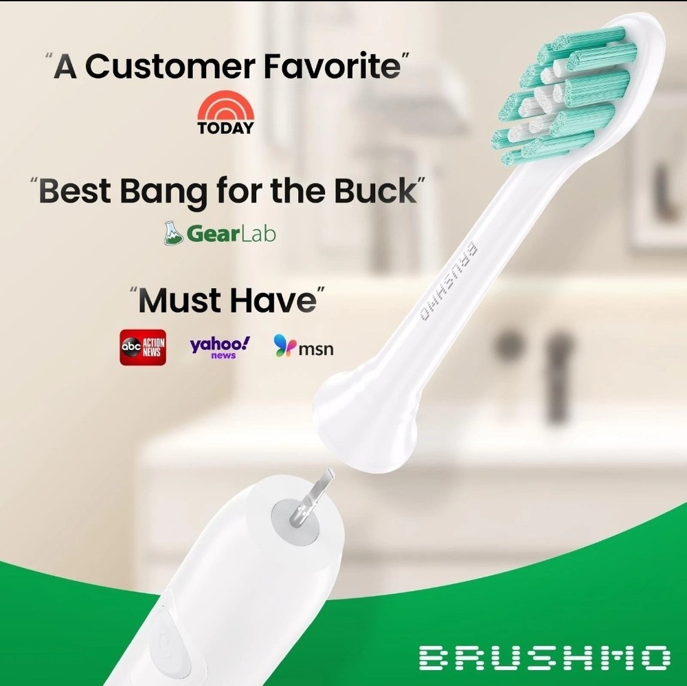 Brushmo Plaque Control Replacement Toothbrush 8 Count (Pack of 1), White