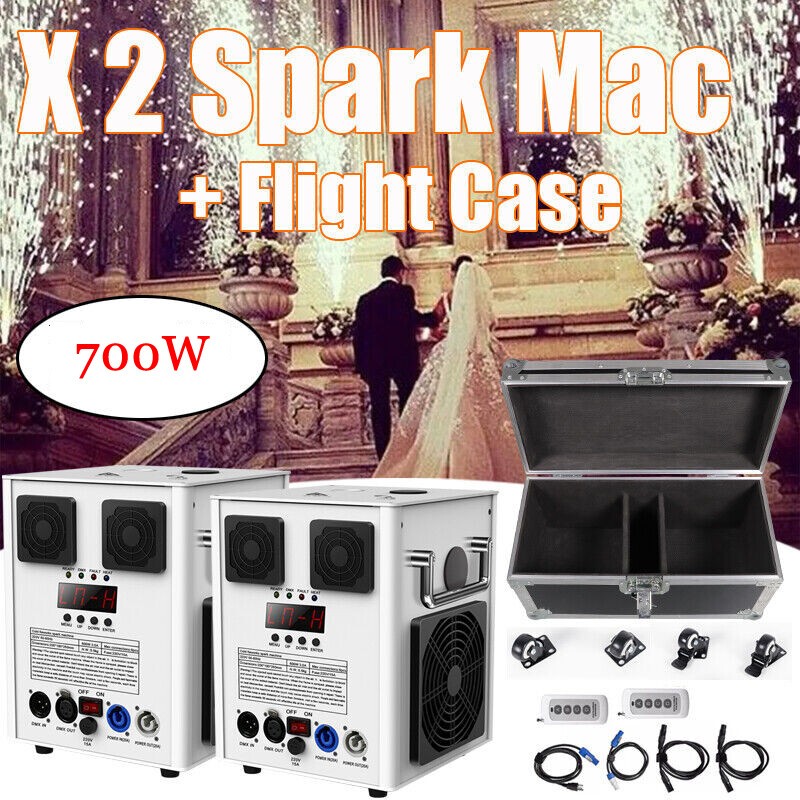 2PCS 700W Cold Spark Machine w/ Case Firework Machine kits for DJ Stage Effect