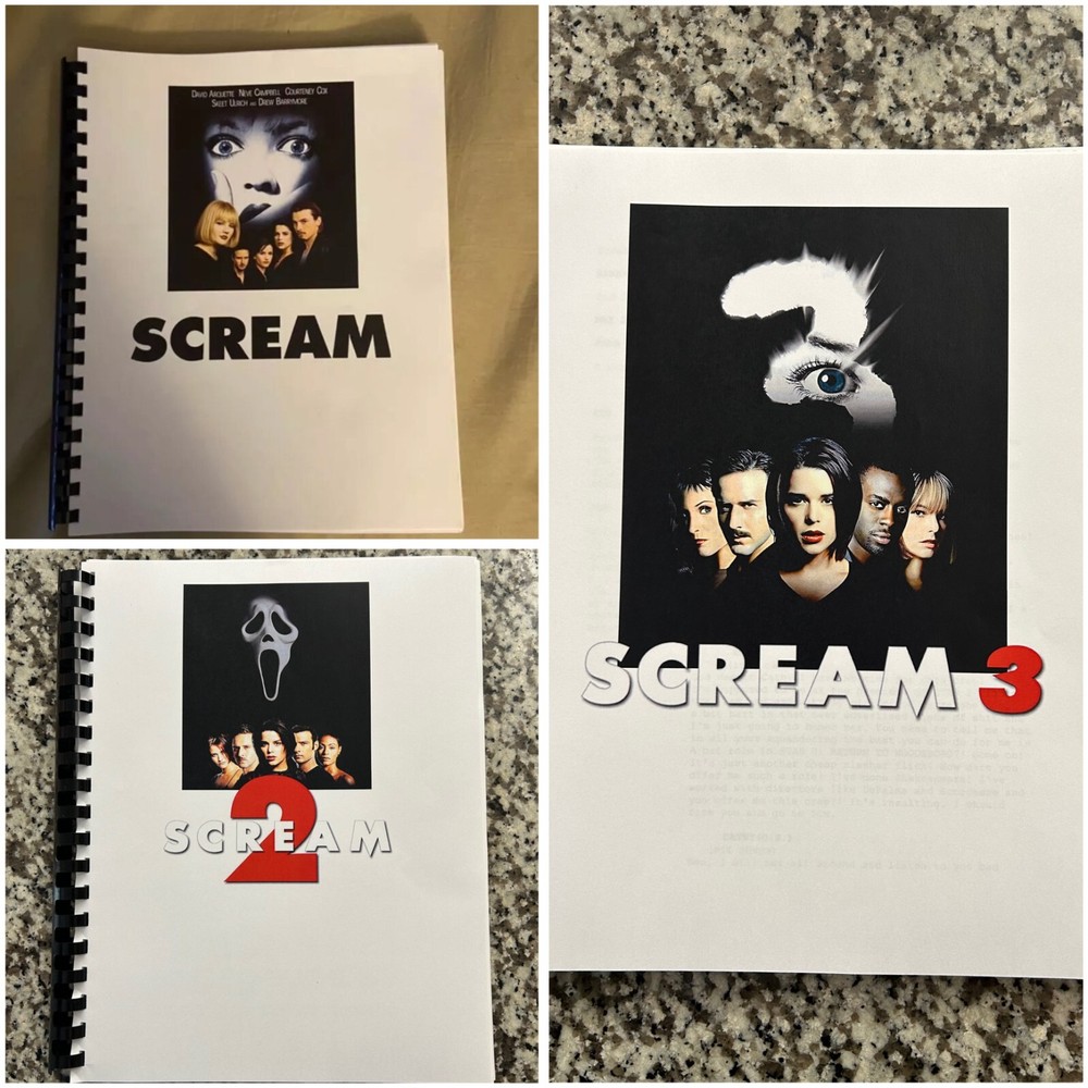 Scream 1-3 Horror Movie Script Reprint Full Screenplay Script BUNDLE OF 3