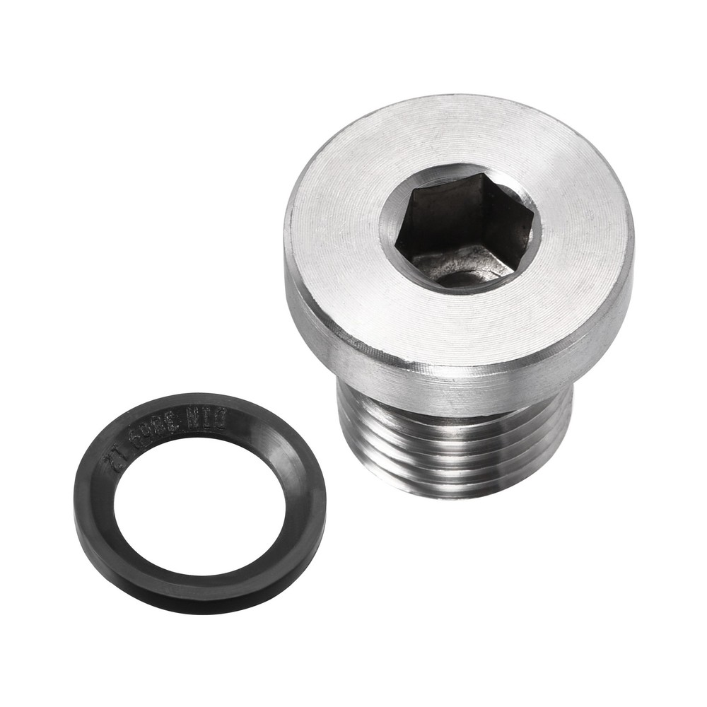 M12 x 1.25 Stainless Steel Internal Hex Head Socket Pipe Fitting (Silver)