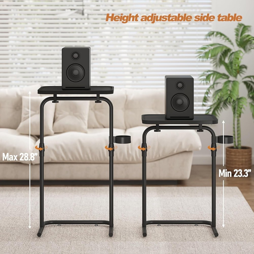 C Shaped End Table W/ Tiltable Surface Adjustable Height Side Table Slide Under