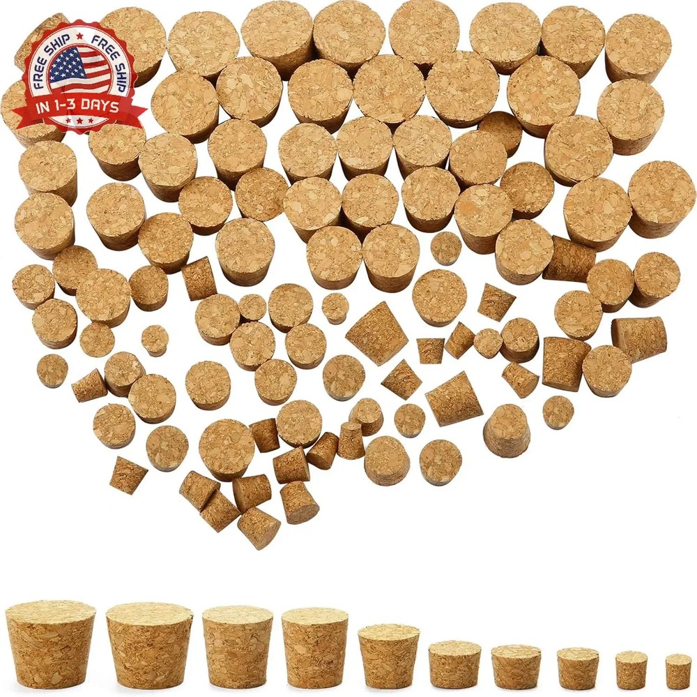Jetec 100 Pack Assorted Cork Stoppers Wine Bottle Corks Plugs 10 Sizes Replaceme
