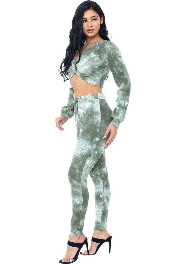 Women's Tie Dye Ribbed Sweater Set