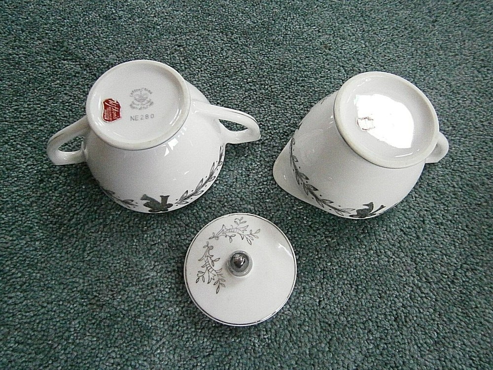 Lefton Creamer & Lidded Sugar 25th Anniversary Hand Painted