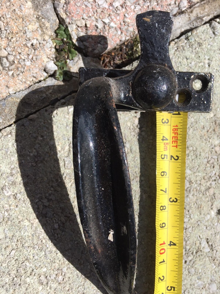 Solid head cast iron black antique window Scroll Handle 13cm