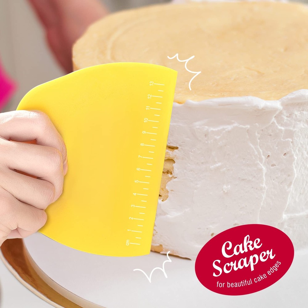 2 Pieces Dough Cutter, Bench Scraper Plastic, Sourdough Scraper, Dough Scrape...