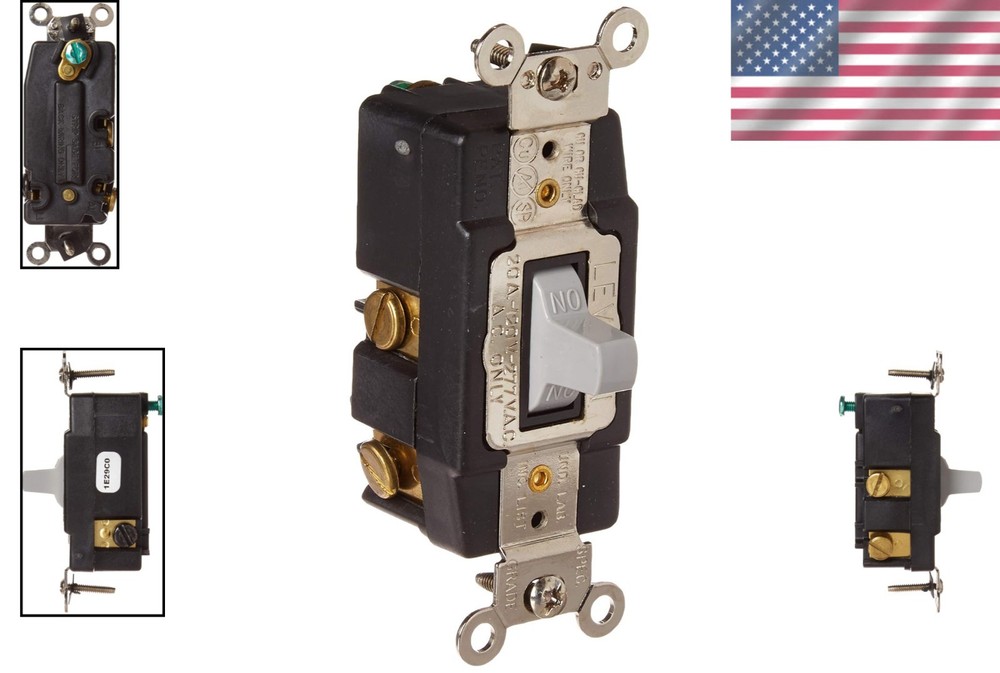 Industrial Grade 20A Toggle Switch, Center Off, Gray