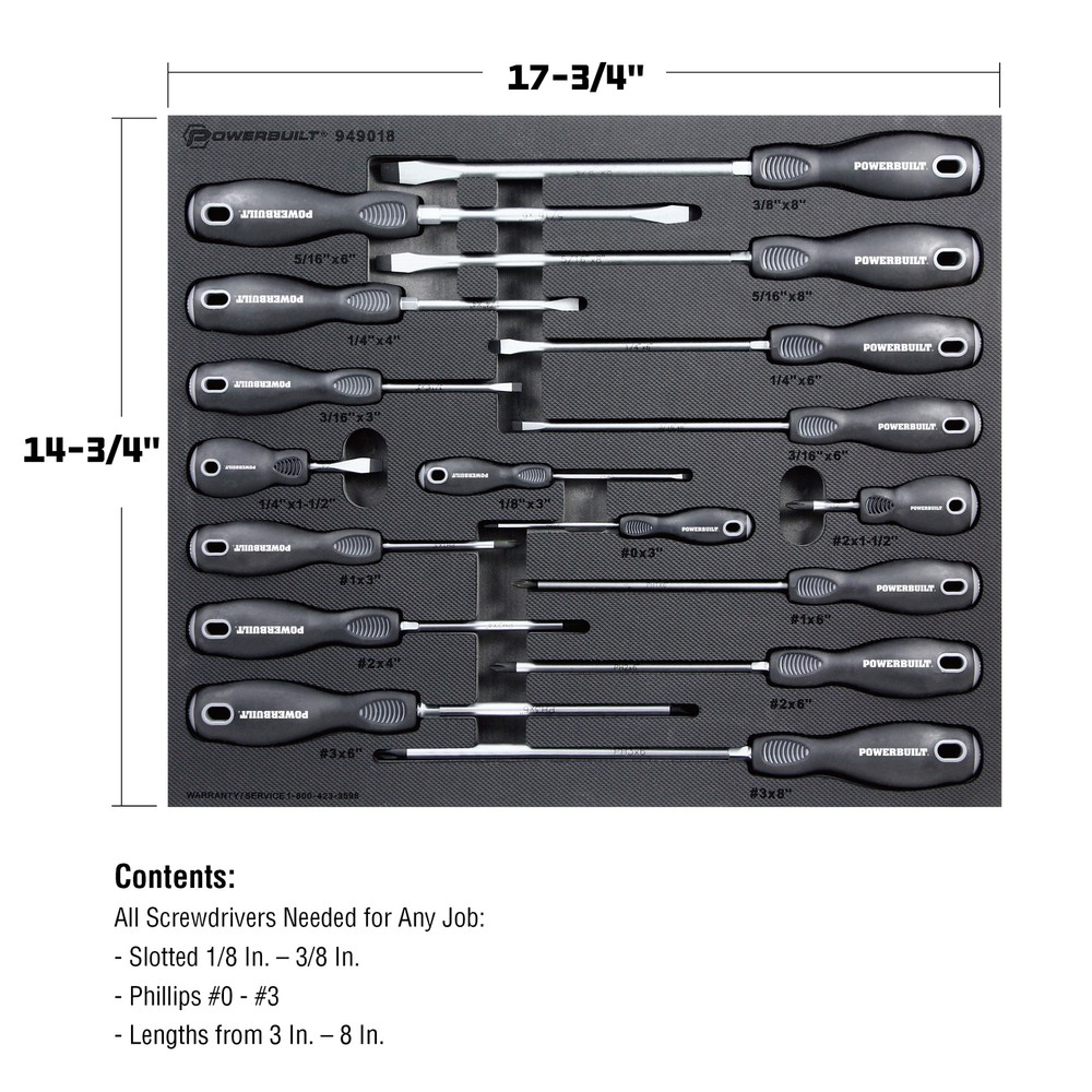 Powerbuilt 17 Piece Pro Tech Double Injection Screwdriver Set - 949018