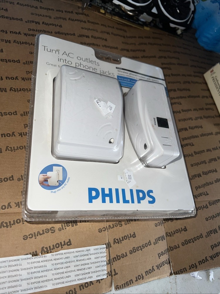 Philips Wireless Phone Modem Jack System PH0900 Turn AC Outlets to Phone Jacks .