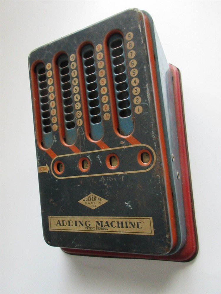 Vintage 1950s Wolverine Adding Machine Hand Pull Dial Metal Calculator