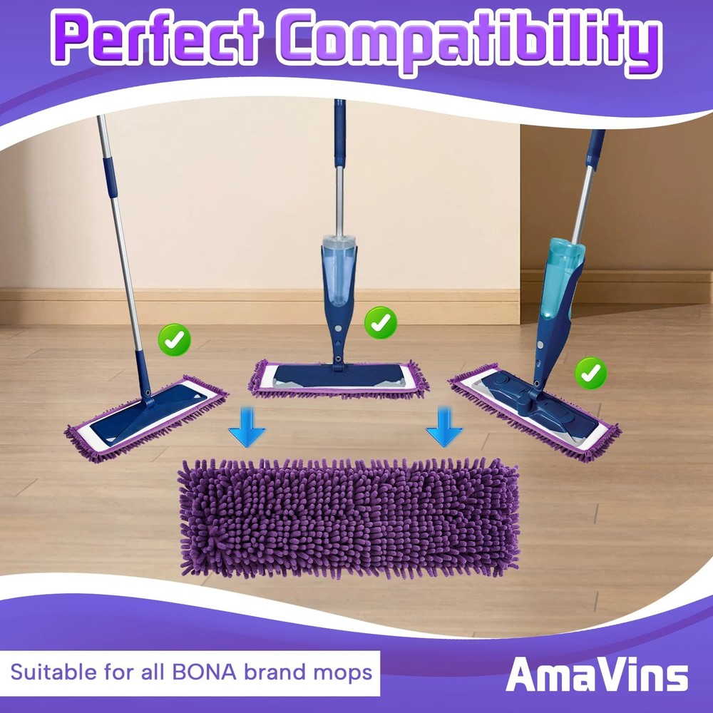 2 Pack Pet System Microfiber Sweeping Pad for Bona Mops, Reusable Pet Mop Pad...