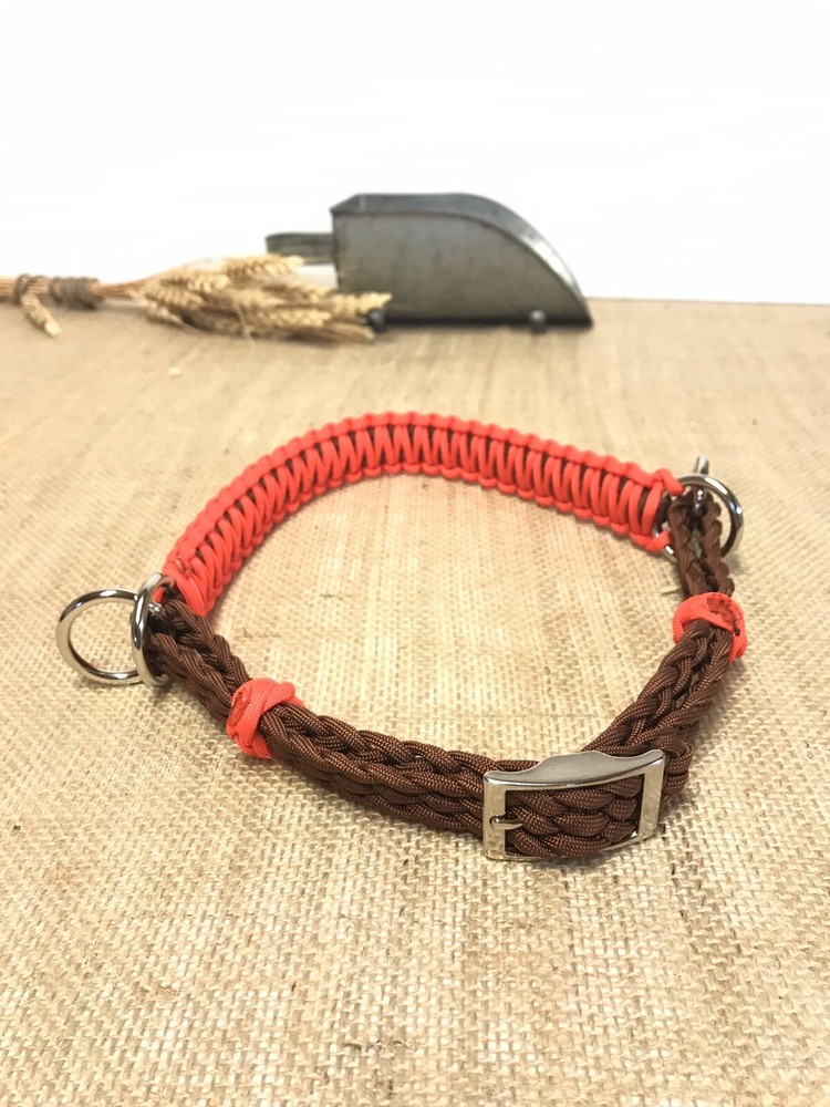 side pull hackamore attachment with a whoa orange and brown.. mini to draft siz