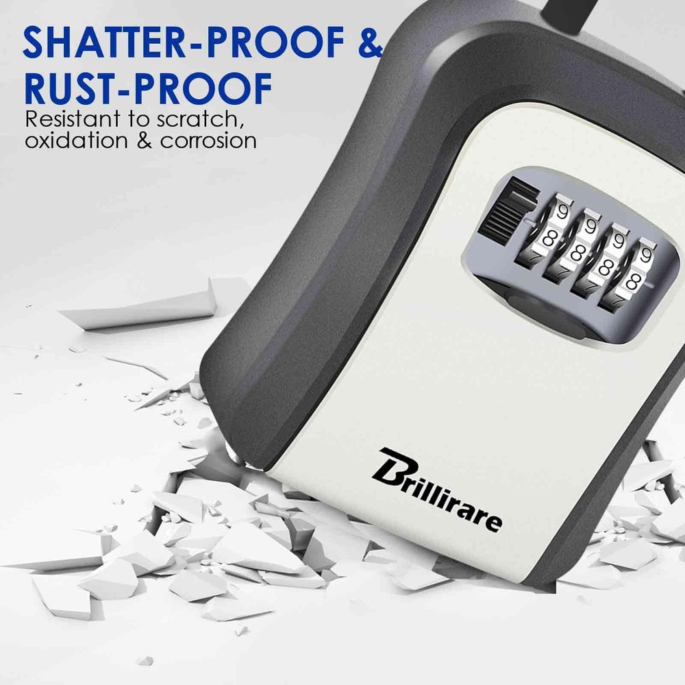 2 Pack Waterproof 4-Digit Combination Key Lock Box with Removable Shackle