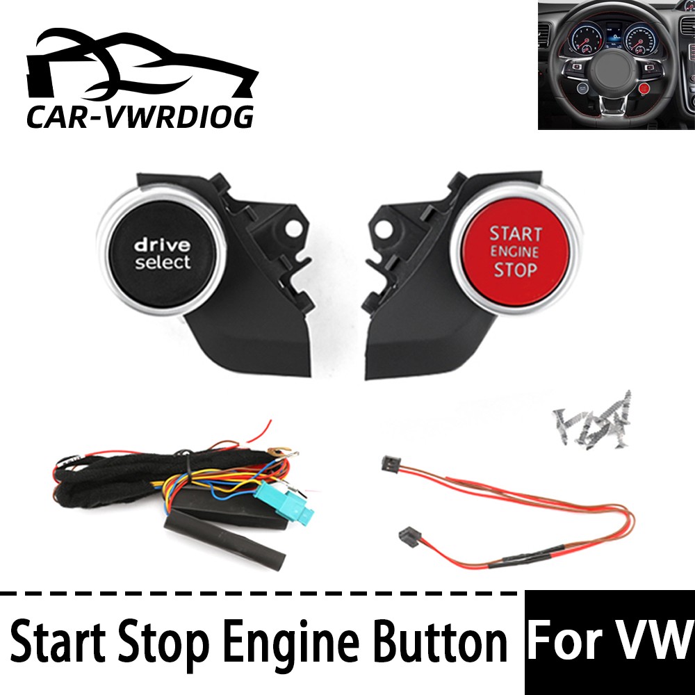 Push Start Ignition Kit Engine Start Stop Button Switch Keyless Go System For VW