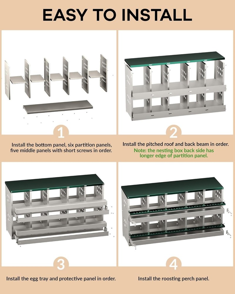 10 Compartments Chicken Nesting Box Coop Egg Laying Box Roll Away Egg Collection