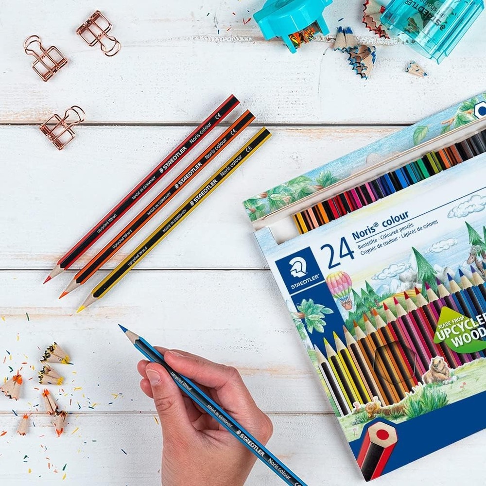 24 Assorted Color Pencils in Hexagonal Shape for Smooth Drawing & Sketching