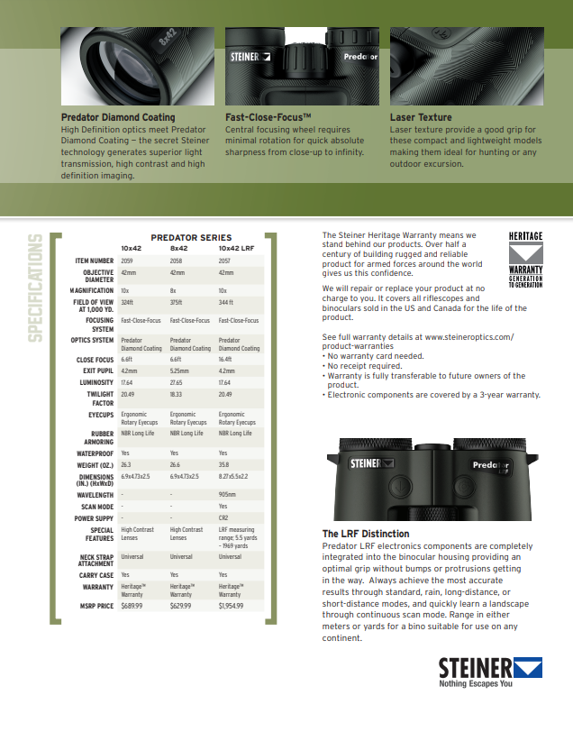 Steiner Predator 8x42 Binoculars 2058