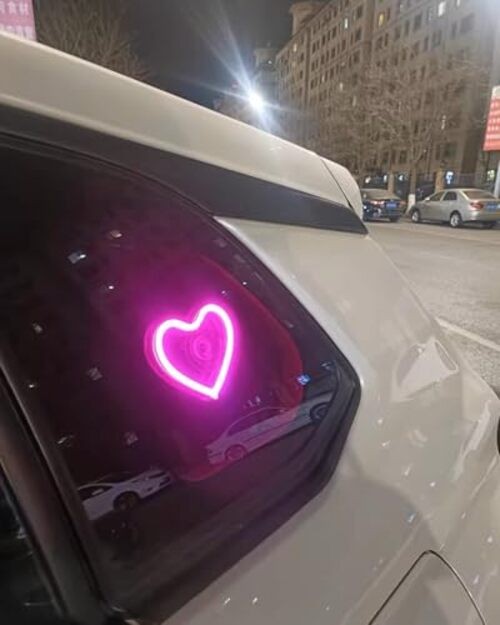 Car LED Ambient Light, Triangle or Back Window Light, Pink Heart Pattern