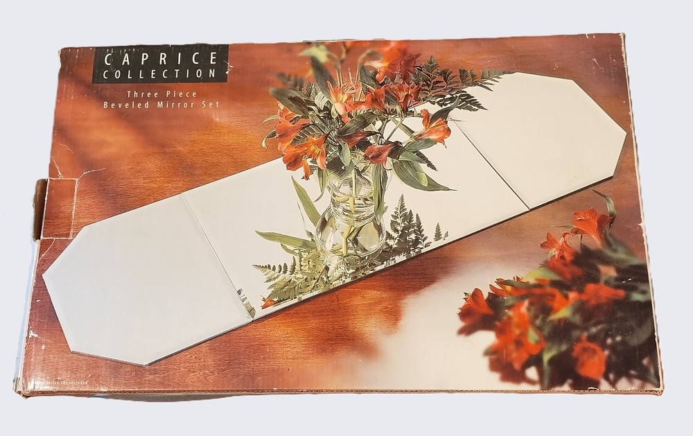 Studio Silversmiths Caprice Beveled Mirror Set 35X10 Centerpiece Table Runner